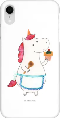 Produktbild von Mr. & Mrs. Panda Iphone XR Handyhülle Einhorn Küche - Weiß - Geschenk, Koch, Einhörner, Unicorn, Kuchen, Handy Case, Torte, Premium Kunststoff, Motivation, Backen