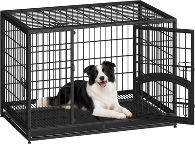 Zdjęcie produktu dla Klatka dla psa - Metalowa buda - Bezpieczne schronienie - Wzmocniona konstrukcja - 107x70x75 cm - Czarna
