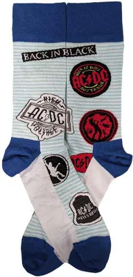 Produktbild von AC/DC Socken mit Icons-Motiv für Herren und Damen, Farbe Blau, Schuhgröße 40-45