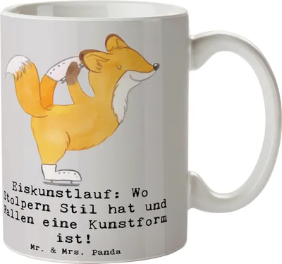 Produktbild von Mr. & Mrs. Panda Kaffeebecher Eiskunstlauf Kunst - Grau Pastell - Geschenk, Präzision, Magie, Sportler Geschenke, Teamsport, Keramikbecher, Athletik, schöne tasse, Musik