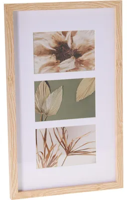 Produktbild von Collagen - Fotorahmen mit Passepartout - fur 3 Fotos - Holz - naturbelassen - 26 x 42 cm - Wechselra