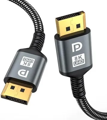 Produktbild von 16K DisplayPort Kabel 2.1,  0,5M DP Kabel [16K@60Hz, 8K@120Hz, 4K@240Hz, 40Gbps] | Vergoldetes DP-zu-DP-Kabel für Gaming-Monitore, PC | Unterstützt HDR, HDCP, FreeSync, G-Sync, RTX 4090,7900XTX