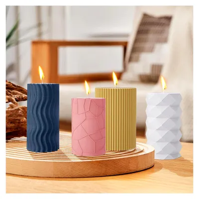 Produktbild von Silikon Kerzenformen 4 Stück, Formen zum Gießen von Kerzen, DIY Zylinderförmige Kerzenformen für Heimdekoration