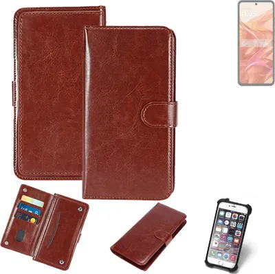 Produktbild von K-S-Trade 360° Hülle kompatibel mit Motorola Razr 50 braun Kunstleder Case BookCase WalletCase Kunstlederederhülle Handyhülle, Rundumschutz Bumper