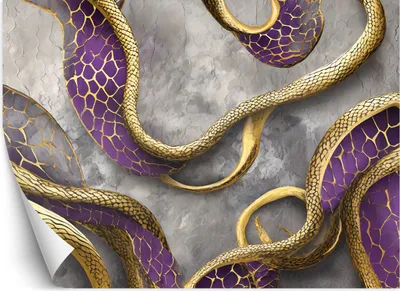 Immagine prodotto di Murale piccolo dorato viola glamour serpente texture carta da parati per pareti 100x70 cm colore Viola tema Astratto