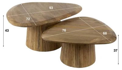 Produktbild von AnLi Style Couchtisch Wave, dreieckig, 2er-Set