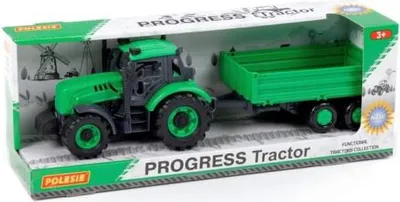 Obrázek produktu pro Polesie 91260 'Progress' setrvačník s přívěsem side-by-side zelený v krabici