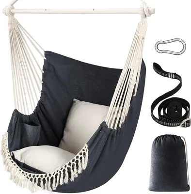 Image de Fauteuil suspendu, capacité maximale de 226 kg, 2 coussins, avec support, pour intérieur