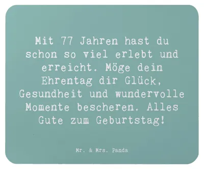 Produktbild von Mr. & Mrs. Panda Mauspad Spruch 77. Geburtstag Glückwunsch - Meeresbrise - Geschenk, Alter, Happy Birthday, Mouse Pad, Ehrentag, pc, Mousepad, laptop, feiern, Gesundheit