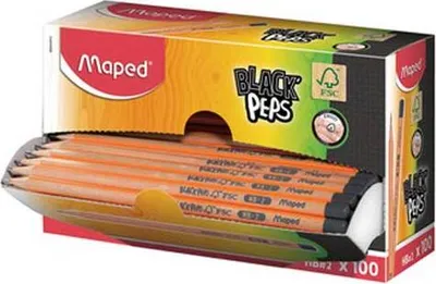 Obrázok produktu pre Maped – ceruzka Black'Peps HB, bez gumy, kartónový stojan na 100 kusov