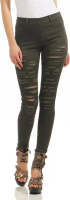 Produktbild von Destroyed Treggings Jeggings Hüfthose Stretch Slimfit Hose Skinny; Khaki M
