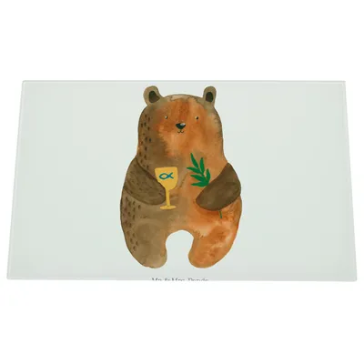Produktbild von Mr. & Mrs. Panda schneidbrett Bär Konfirmation - Weiß - Geschenk, Schneidebrett Glas, Evangelisch, Kirche, Gottesdienst, Teddy, Schneidplatte, Glasbrett, Hackbrett, Aus