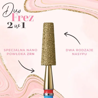 Obrázek produktu pro Diamantový frézový nástroj na odstraňování odumřelých kožiček, 2v1, s nasypem, zlatou povrchovou úpravou – dlouhý, zkosený kužel