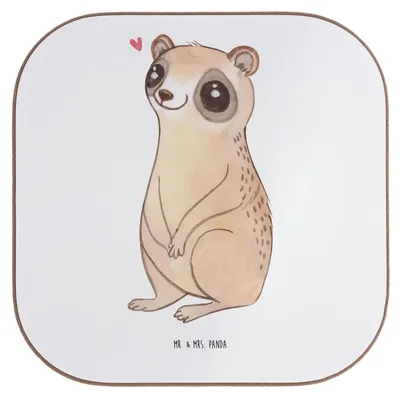 Produktbild von Mr. & Mrs. Panda Untersetzer für Gläser Plumplori Glücklich - Weiß - Geschenk, Tischuntersetzer, Tassenuntersetzer, gläseruntersetzer, Lustige Sprüche, Glück, Niedlich