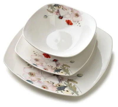 Produktbild von Tafelservice Porzellan AFFEKDESIGN by MONDEX Lea Light 24/18 cm + Schüssel 16,5 cm 500 ml Weiß mit Blumen 18-tlg.