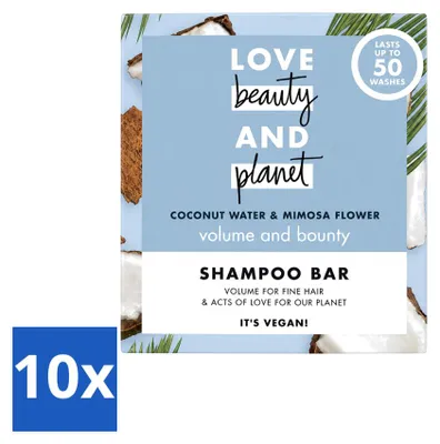 Productafbeelding van 10 x Love Beauty and Planet Shampoo Bar - Kokoswater & Mimosabloem - 90 g - Voordeelverpakking - 10 stuks