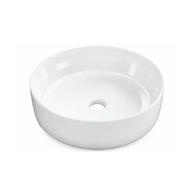 Produktbild von VBChome Waschbecken 45 x 45 cm Keramik Weiß Runden ohne Hahnloch Kleine Aufsatzwaschbecken Gäste WC
