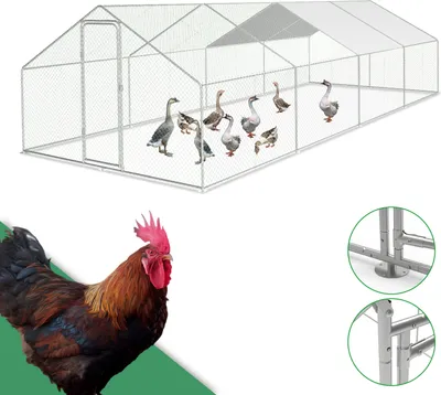 Obrázok produktu pre Výbeh pre voľný chov 3x8x2m - kovový kurník 24 m² s dverami a zámkom