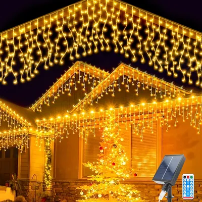 Solar-Lichterkette 5 m, 128 LEDs, 8 Modi, wasserdicht, mit Fernbedienung