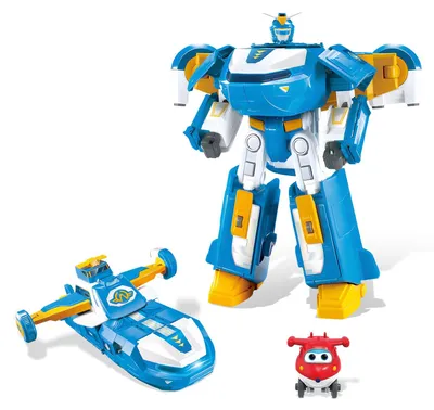 Imagen del producto de Super Wings, juguete transformable 3 en 1 con avión Welt, efectos de luz y sonido, robot Jett transformable de 2 pulgadas, juguete de rol para niños a partir de 3 años, regalo para niños y niñas, color azul