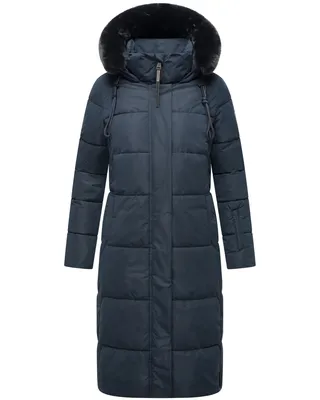 Produktbild von Navahoo Damen Winter Steppjacke Stepp Jacke lang warm Mantel gesteppt Parker Kapuze mit Recyceltes Obermaterial Blitzliebe Navy Gr: 40 - L