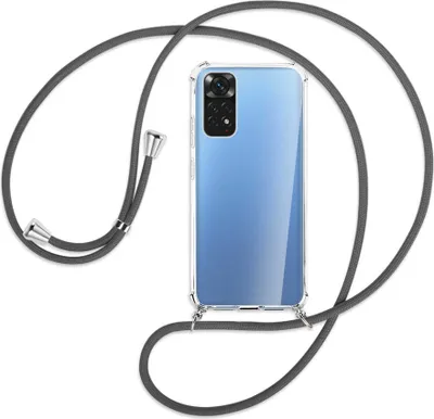 Produktbild von Handykette Backcover-Schutzhülle mit Band (Metall silberfarben) für Xiaomi Redmi Note 11S 4G - dunkelgrau