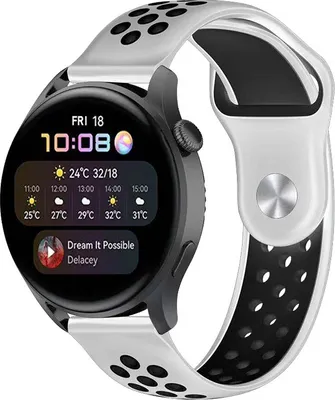 Produktbild von Strap-it Huawei Watch 3 (Pro) Sportarmband (Weiß/Schwarz)