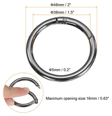 Produktbild von 2 Stš¹ck Runder Karabiner 48mm, Universeller Premium-Schlš¹sselanh?nger Geeignet fš¹r DIY-Schlš¹sselanh?nger, Rucks?cke, Geldb?rsen, Handtaschen, Schwarz