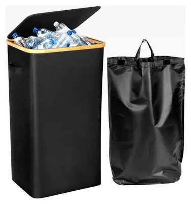 Produktbild von Müllsackständer für Gelber Sack 100L - Mülleimer mit Deckel und waschbarer Innentasche für Pfandflaschen