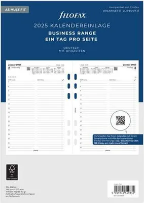 Produktbild von FILOFAX Kalendereinlage 2025 - A5 - 1 Tag = 1 Seite -  weiss deutsch -  25-68546