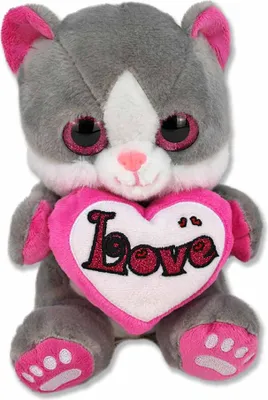 Produktbild von Plüsch Katze grau mit Herz "Love" - ca. 20 cm