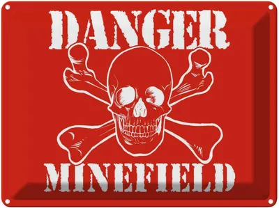 Produktbild von vianmo Blechschild 30x40 cm Danger Minefield Schädel