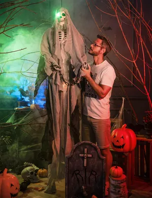 Produktbild von Skelett-Hängedeko Halloweendeko grau-schwarz 180 cm -