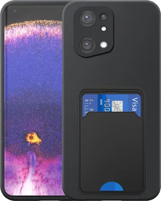 Immagine prodotto di Adatto per Oppo Find X5 Pro Custodia per telefono con supporto per schede in TPU - Custodia flessibile in silicone TPU con slot per schede - Nero - Smartphonics