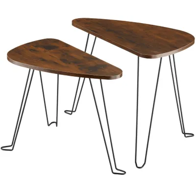 Image de Ensemble de 2 tables d’appoint Richmond - Bois foncé industriel, rustique