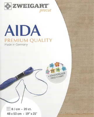 Productafbeelding van Aida Zweigart, voorgesneden, 20 ct. Extra fino Aida 3326, kleur 3009, vintage. Presentatiemateriaal voor kruissteek, 48x53 cm