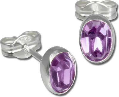 Produktbild von SilberDream Ohrstecker für Damen Silber lila oval Zirkonia Ohrringe SDO552F