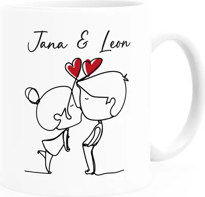 Produktbild von Kaffee-Tasse Liebe Herz personalisiert mit Namen Geschenk Jahrestag Valentinstag Paare Mann Frau SpecialMe® weiß standard