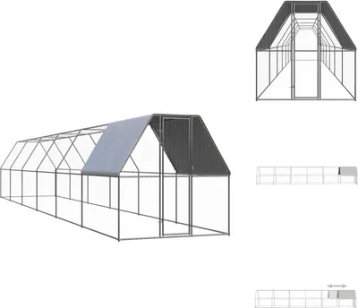 Immagine prodotto di vidaXL Gabbia per polli da esterno 2x12x2 m in acciaio zincato - Habitat e recinti per piccoli animali