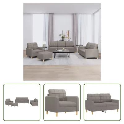 Produktbild von The Living Store 4-tlg. Sofagarnitur mit Kissen Taupe Stoff