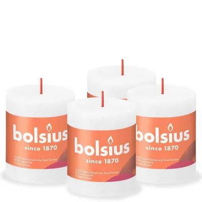 Produktbild von Bolsius Rustikale Stumpenkerzen Shine 4 Stk. 80x68 mm Wolkenweiß