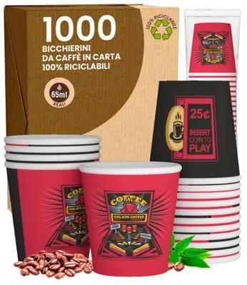 Productafbeelding van 1000 Papieren Koffiemokken 65 ml Biologisch Afbreekbaar