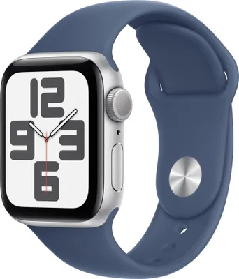 Produktbild von Apple Watch SE GPS 40mm Silver Aluminium Case mit Denim Sport Band