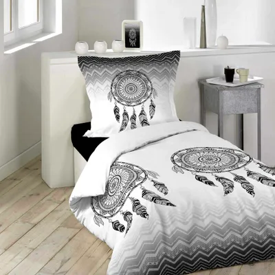Obrázek produktu pro 2-dílné ložní prádlo 140x200 Mandala bavlněná přikrývka přikrývka černá bílá