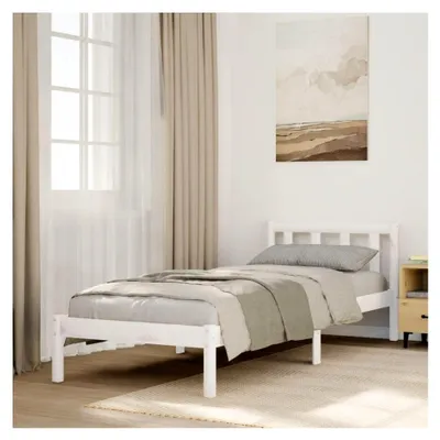 Produktbild von Bettgestell in Überlänge ohne Matratze, weiß, 100x210 cm, aus massivem Kiefernholz