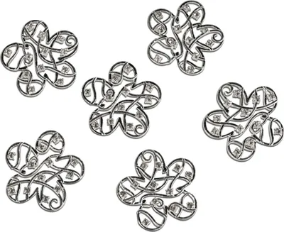 Produktbild von 6er Pack Streudeko Blüten D. 5cm silber mit Kristallsteinchen Formano F26