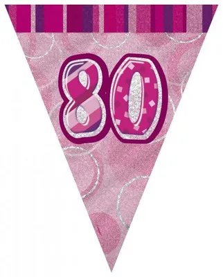 Produktbild von 80. Geburtstag | Wimpelkette pink