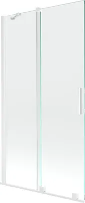 Zdjęcie produktu dla Mexen Velar parawan nawannowy 2-skrzydłowy rozsuwany 100 x 150 cm, transparent, biały - 896-100-000-01-20