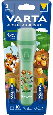 Produktbild von Varta Kids Flashlight, Taschenlampe, Hellgrün, Acrylnitril-Butadien-Styrol (ABS), Polycarbonat (PC), Thermoplast, 1 m, 4 m, AA