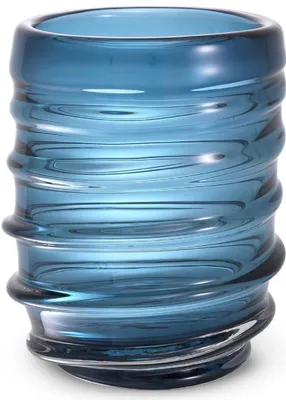 Produktbild von Casa Padrino Luxus Deko Glas Vase Blau Ø 22 x H. 30 cm - Elegante mundgeblasene Blumenvase - Luxus Deko Accessoires